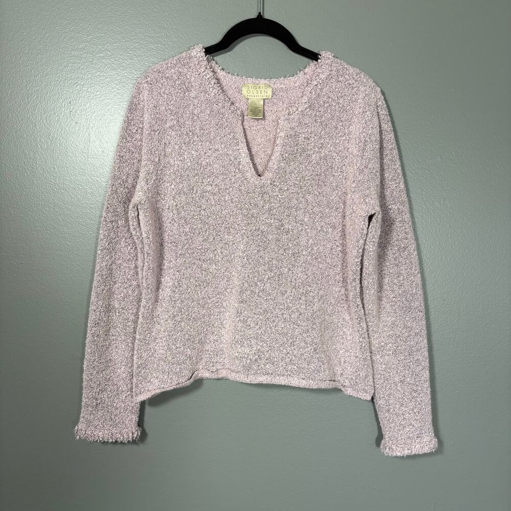 Sigrid Olsen Women's Pale Purple Teddy Bear Fleece Pullover Sweater - Size Large